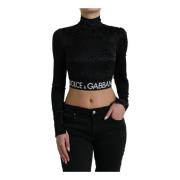 Dolce & Gabbana Svart Crop Top med Dragkedja Black, Dam