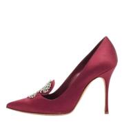 Manolo Blahnik Pre-owned Pre-owned Satin klackskor Red, Dam