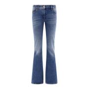 Off White Slim Flared Jeans Uppgradera Stilfull Silhuett Blue, Dam