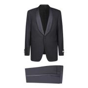 Canali Single Breasted Suits Black, Herr