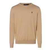 Ralph Lauren Stilfull Herrstickad Tröja - Maglione Giro Beige, Herr