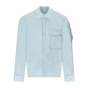 C.p. Company Blå Chrome-R Nylon Overshirt Blue, Herr