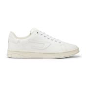 Diesel S-Athene Low W - Låga lädersneakers med D-patch White, Dam