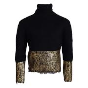 Dolce & Gabbana Svart Mohair Turtleneck Tröja Black, Herr