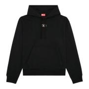 Diesel Oversized hoodie med metalliskt logotyp Black, Herr