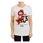 Dolce & Gabbana Vit Texturerad T-shirt Kort Ärm White, Dam