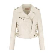 Twinset Vit Nappa Effekt Bikerjacka White, Dam