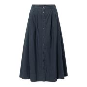 Rue De Tokyo Midi Skirts Blue, Dam