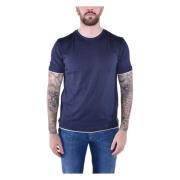 Eleventy Lyxig Giza Cotton Crew Neck T-Shirt Blue, Herr