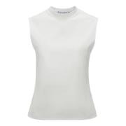 JW Anderson Vit Tanktop Stretch Jersey Broderad White, Dam