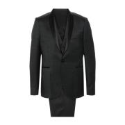 Tagliatore Single Breasted Suits Black, Herr