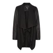 Btfcph Öppen Cardigan med Läderärmar Black, Dam