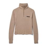 Blanche Fairtrade Bomull Zip Jumper Beige, Dam