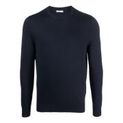 Malo Navy Blue Bomull Crew Neck Jumper Blue, Herr