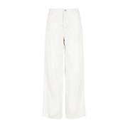 Emporio Armani Wide Trousers White, Dam