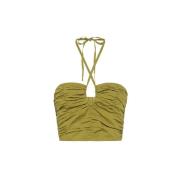 Forte Forte Draperad Bomull Bustier Topp Green, Dam