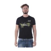 Emporio Armani EA7 Logo Print Casual T-Shirt Black, Herr