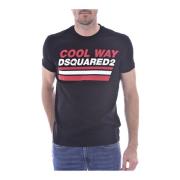 Dsquared2 Bomullst-shirt med Stor Logotyp - Dsquared2 Black, Herr