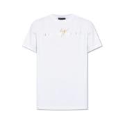 Giuseppe Zanotti Vit Bomull Logo T-shirt White, Herr