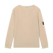 Calvin Klein Beige Sweatshirt - Klassisk passform, Rund hals, Långa är...