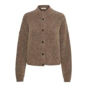 Gestuz AlphaGZ Short Cardigan - Dark Sand Melange Beige, Dam