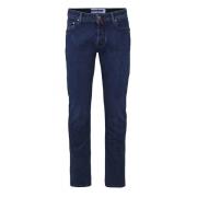 Jacob Cohën Slim Fit Denim Jeans med Brodyr och Läderpatch Blue, Herr