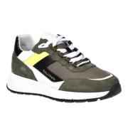 Baldinini Sneaker in olive green and white suede Multicolor, Herr