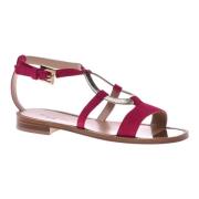 Baldinini Sandal in fuchsia suede Red, Dam