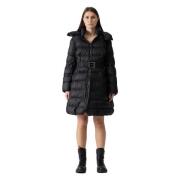 Ermanno Scervino Midi Pufferjacka med Bälte Black, Dam