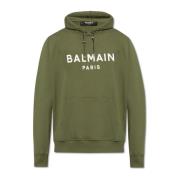 Balmain Hoodie med logotyptryck Green, Herr