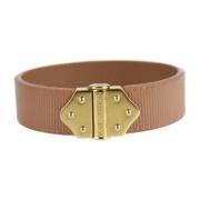 Louis Vuitton Vintage Pre-owned Laeder armband Beige, Dam