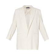 Liu Jo Elfenbens Linne och Bomull Blazer Beige, Dam