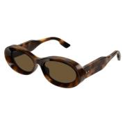 Gucci Oval Solglasögon Brown, Unisex