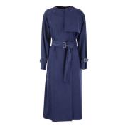 Max Mara Double Breasted Canvas Trench Coat Blue, Dam