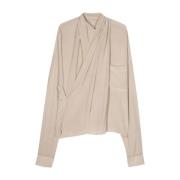 Quira Sand Wrap-Up Skjorta Beige, Dam