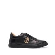 Billionaire Svarta läder lågtoppsneakers crest Black, Herr