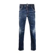 Dsquared2 Dark Techno Surf Wash Skater Jeans Blå Blue, Herr