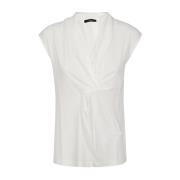 Max Mara Weekend Vit Lyocell Jersey Topp med Rynkning White, Dam