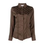 Marine Serre Long Sleeve Tops Brown, Dam