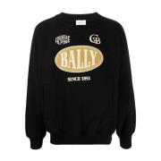 Bally Logo-Print Bomullssweatshirt för Män Black, Herr