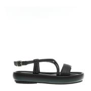 Patrizia Bonfanti Låg kilklack svart lädersandal Black, Dam