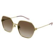 Gucci Gold/Brown Shaded Sunglasses Yellow, Dam