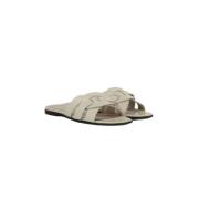 Summum Woman Flätade lädersandaler Beige, Dam