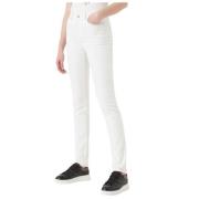 Emporio Armani Slim J18 Bomullsjeans med Hög Midja White, Dam