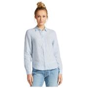 Gant Randig Linne Skjorta i Regular Fit Blue, Dam