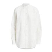 Polo Ralph Lauren Broderad Mao Krage Skjorta White, Dam