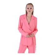 Silvian Heach Figursydd Blazer med Midjerynkning Pink, Dam