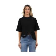 Alpha Studio Våg broderad rund hals T-shirt Black, Dam