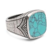 Nialaya Vintage Sterling Silver Turkos Signet Ring Multicolor, Herr