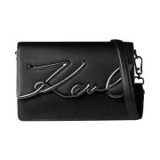 Karl Lagerfeld Svart Läder Crossbody Väska Black, Dam